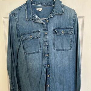 LL Bean Blue Denim Button-Up Shirt